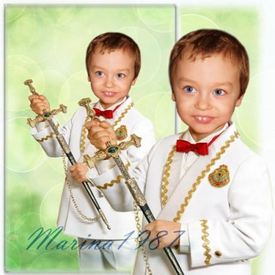 Детский шаблон - мальчик в белом костюме с кинжалом